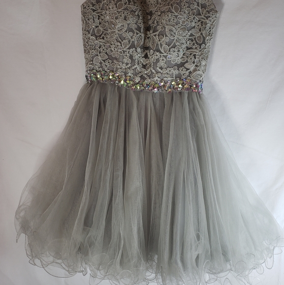 RHINESTONE  GREY PARTY DRESS!! - Picture 6 of 8